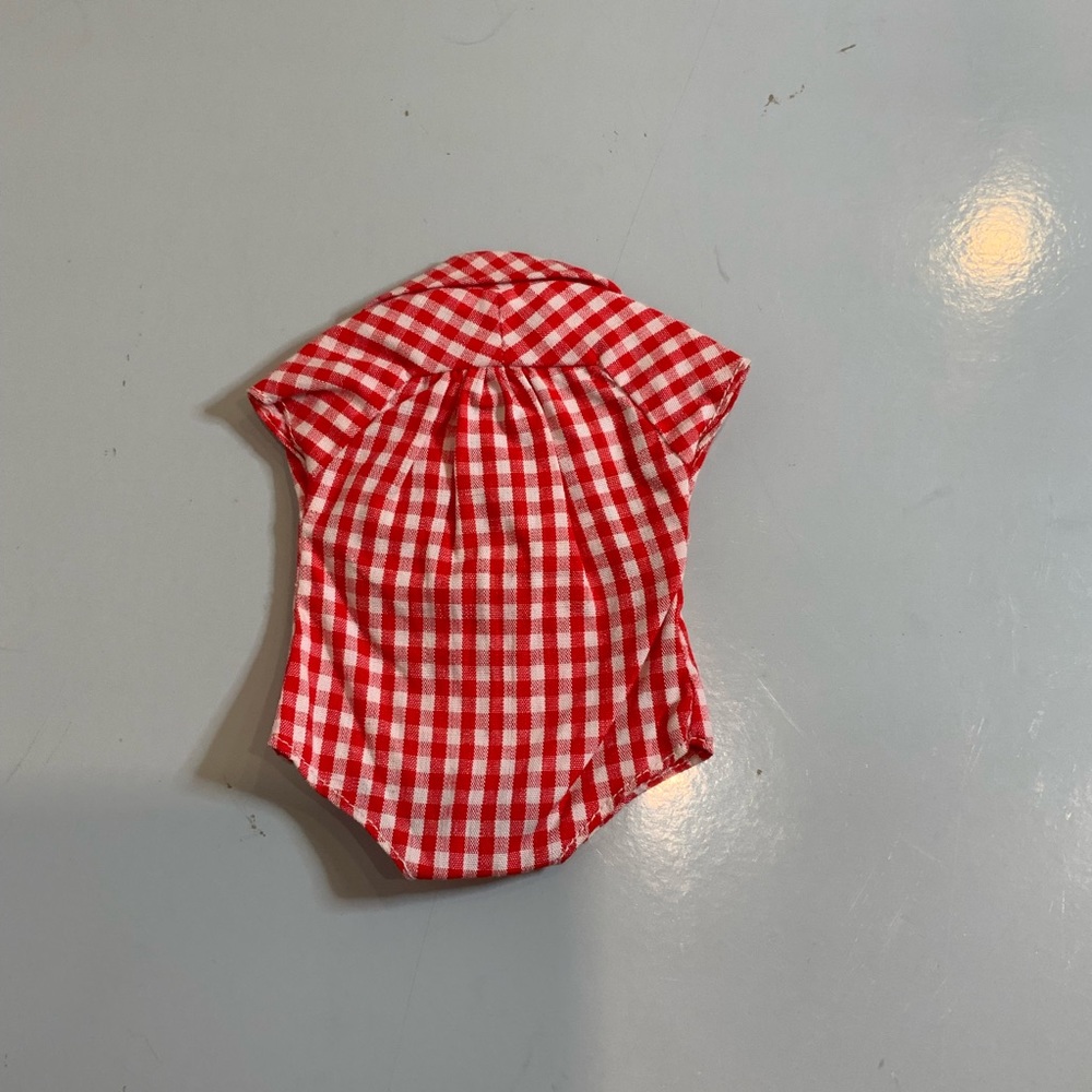 Vintage barbie red and white checkered bodysuit from picnic set circa 1961 #967